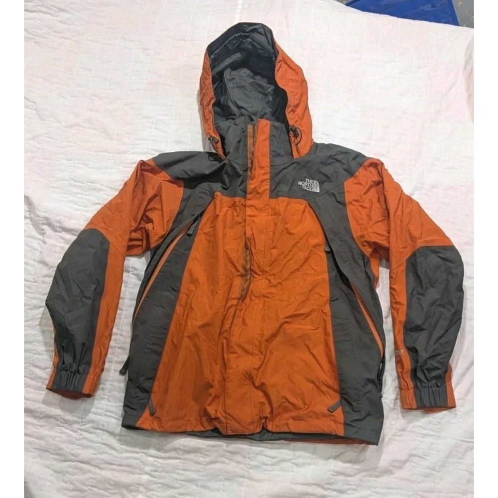 THE NORTH FACE Men's Small Orange Gore-Tex Waterproof Ripstop Rain Jacket Hooded